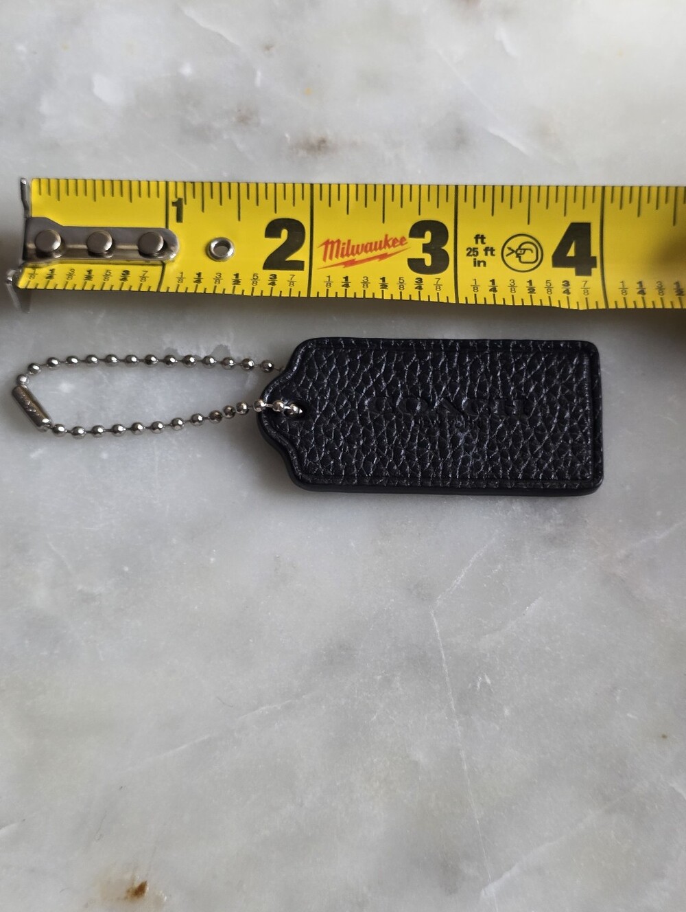 Coach Black Pebbled Leather Hangtag W/ Silver Chain - Picture 4 of 6